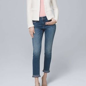 White House Black Market Mid-Rise Fringe Hem Slim Crop Jeans - Size 2